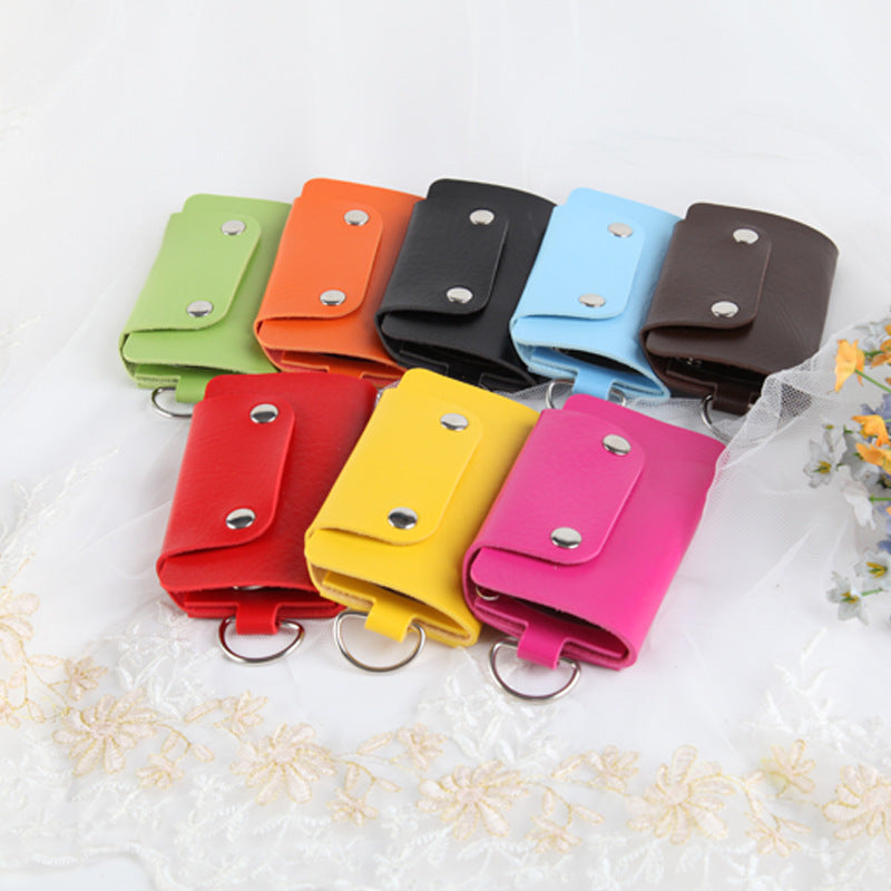 Color button leather key case