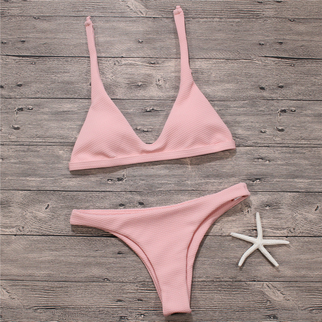 Bikinis sexys para mujer, traje de baño sólido, traje de baño, conjunto de Bikini, traje de baño, ropa de playa