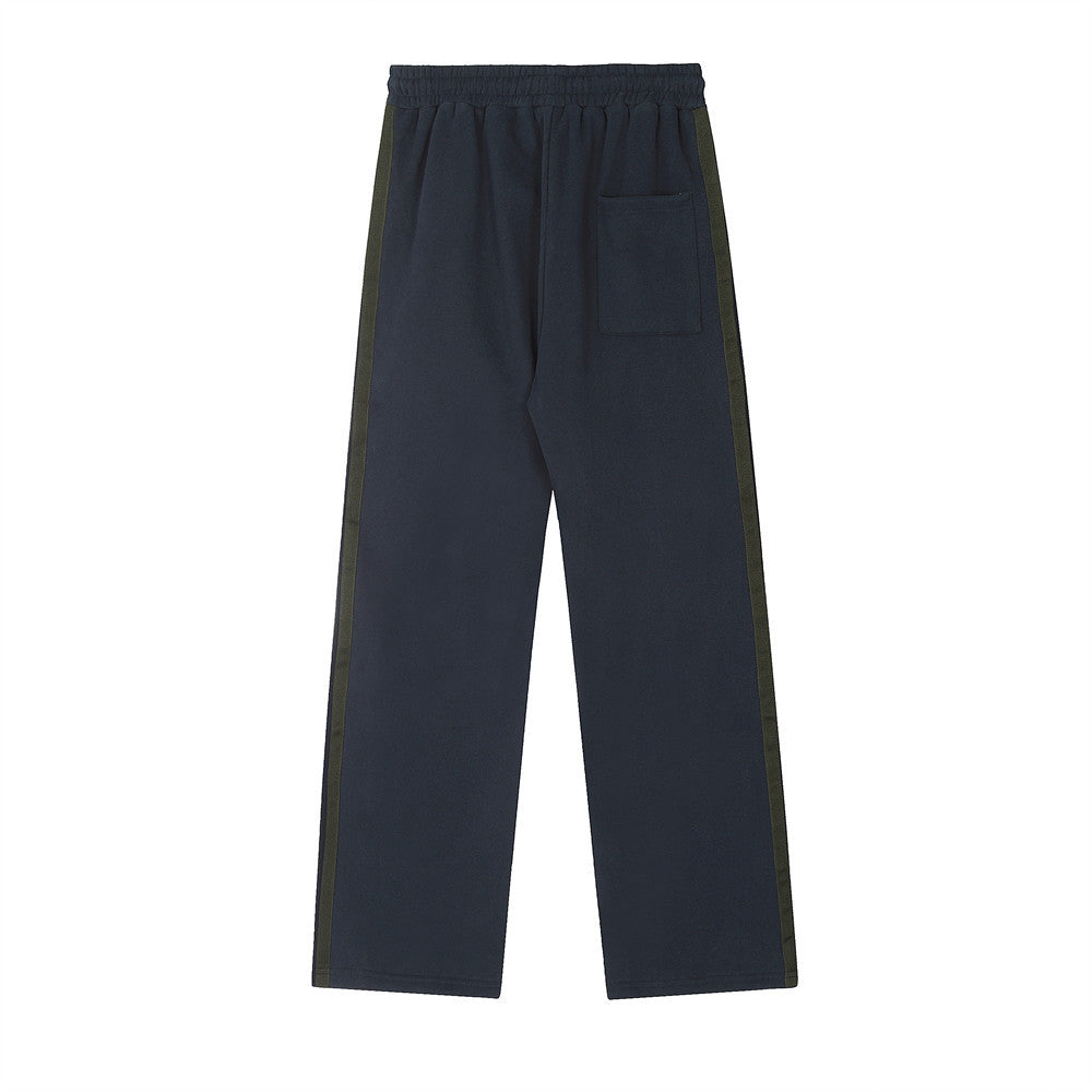 Patchwork Stripes Casual Straight Trousers Male