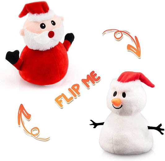 Père Noël en peluche bonhomme de neige en peluche réversible Noël Père Noël double face en peluche douce poupée cadeau d'anniversaire de nouvel an pour enfants Plateforme Amazon interdite