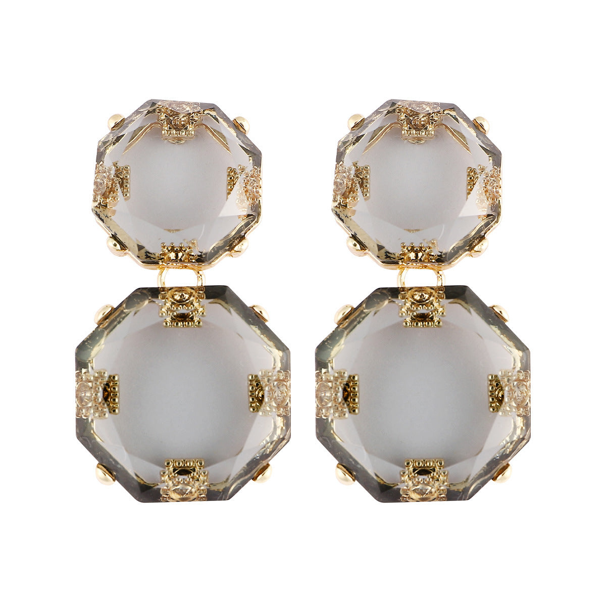 Boucles d'oreilles en résine transparente de style bohème d'été