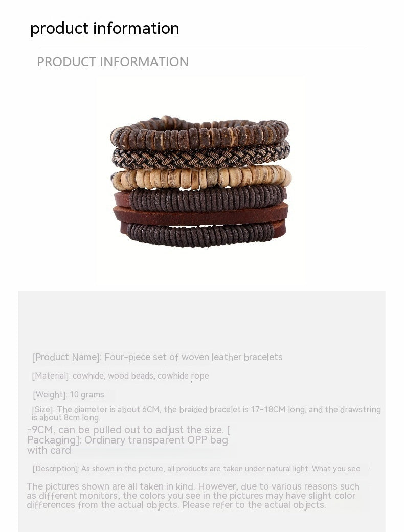 Ensemble de bracelets rétro simples européens et américains, tissage à faire soi-même