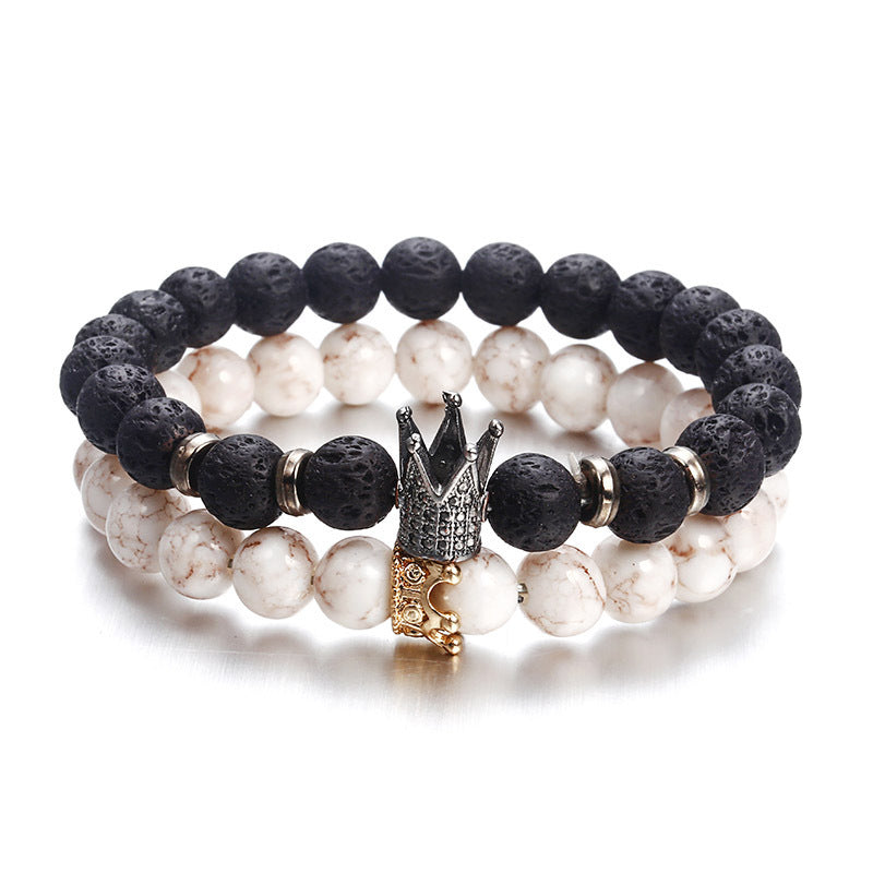 Bracelet en pierre volcanique d'agate naturelle