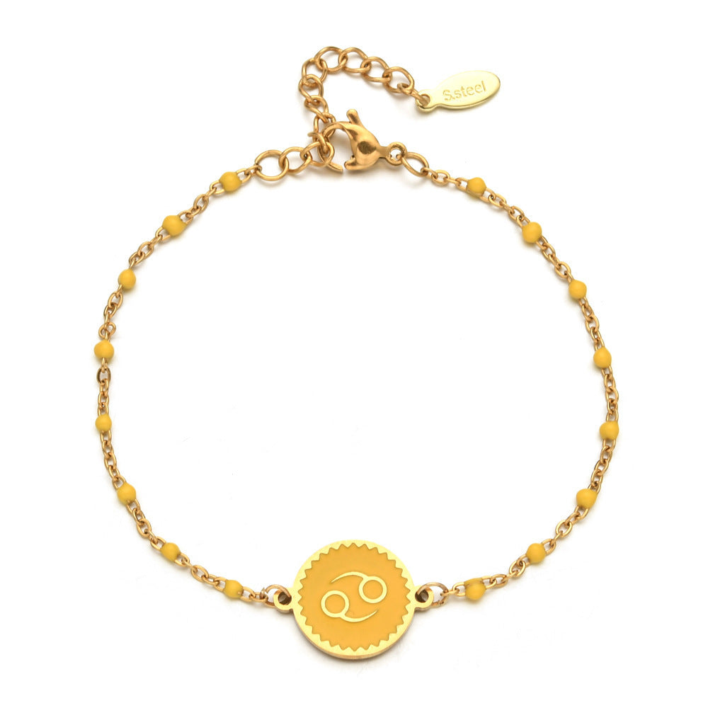 Stainless Steel Oil Dripping Bracelet Female Creative 12 Constellation Pattern