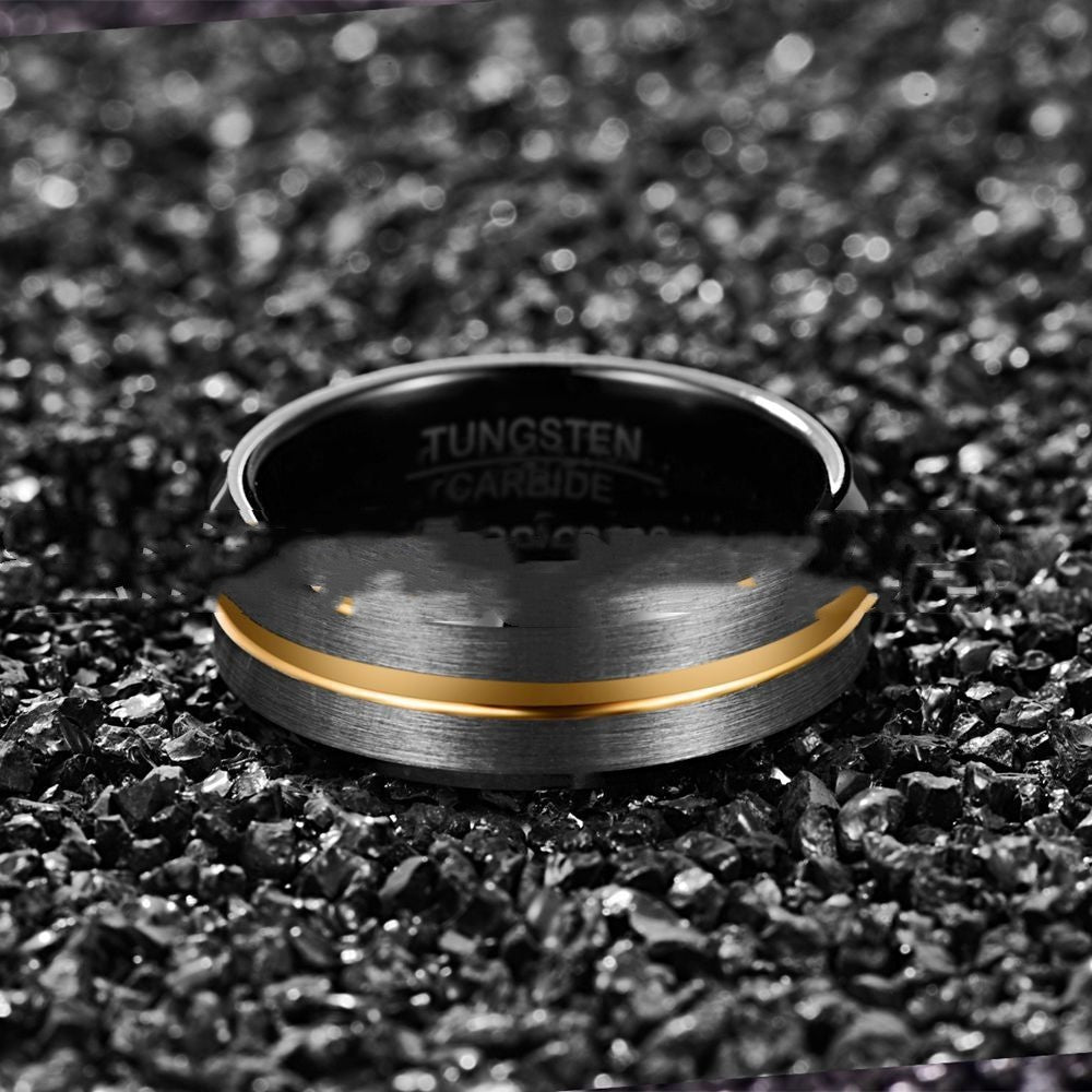 Bague en tungstène à surface givrée pour hommes
