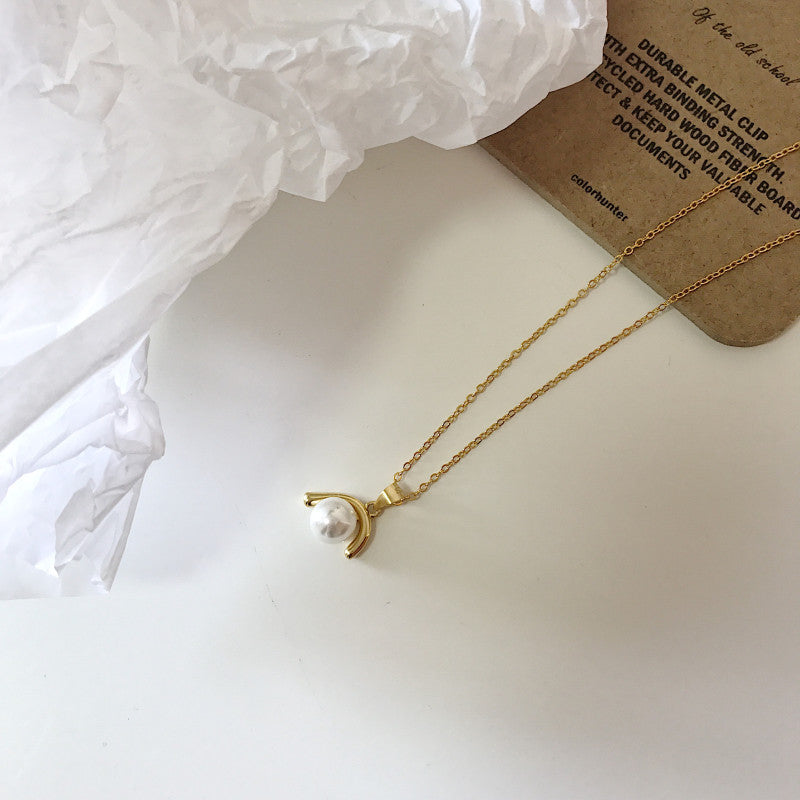 Collier de perles en forme de J inversé de luxe léger en argent Sterling S925 pour femmes