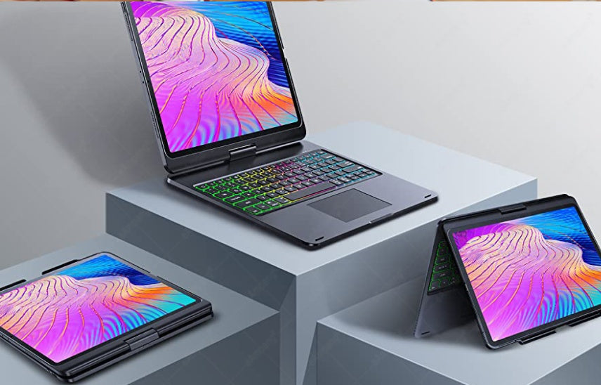 Compatible avec Apple, clavier tactile Bluetooth rotatif avec rétroéclairage