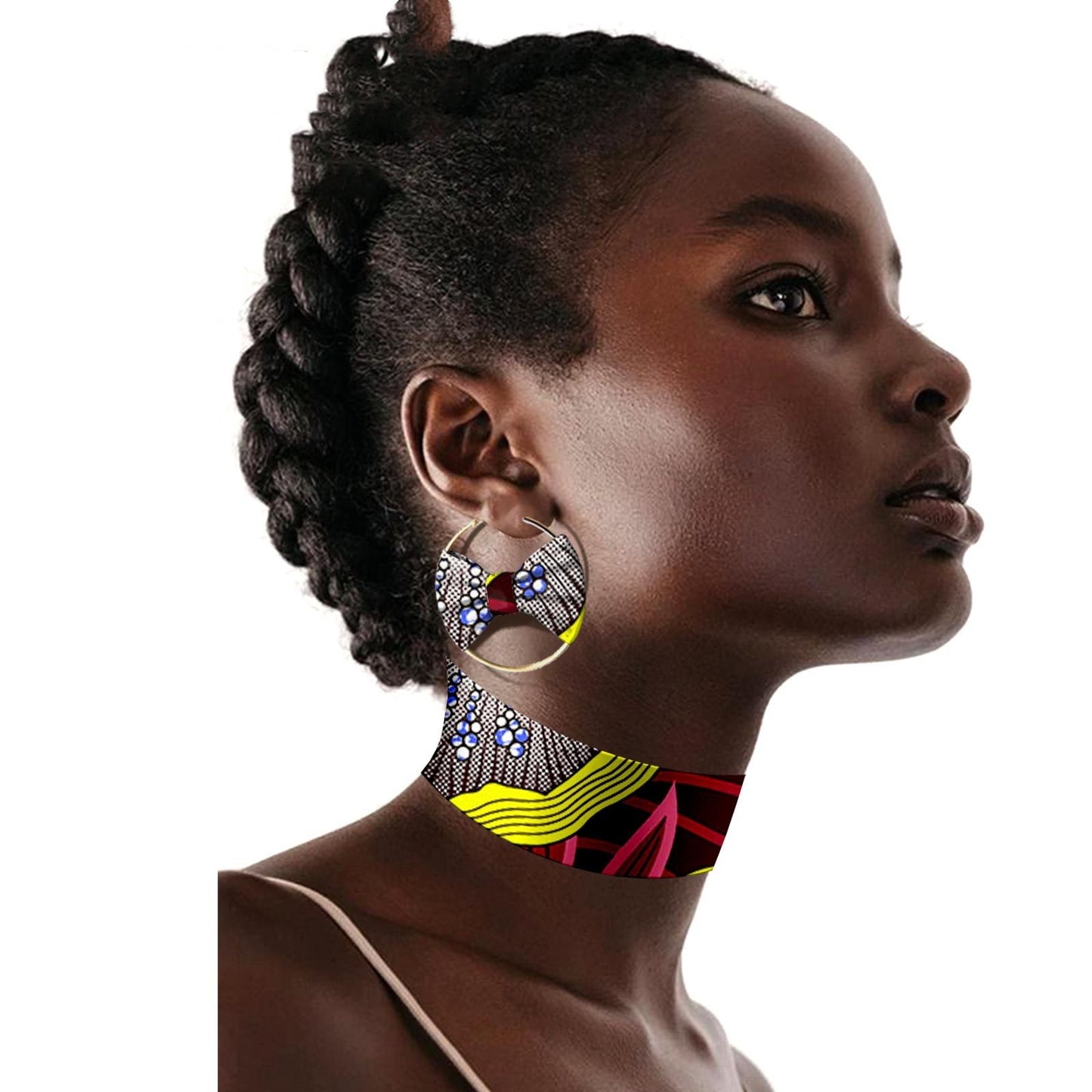 African Ethnic Print Batik Handicraft Necklace Collar Plus Earrings