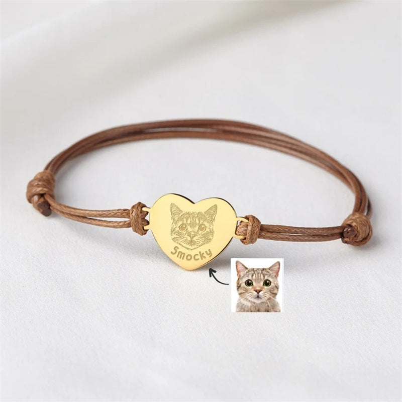 Bracelet commémoratif pour chiens et chats, corde tressée, taille réglable, personnalisé, DIY