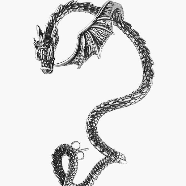 Boucles d'oreilles dragon gothique punk rétro en acier inoxydable