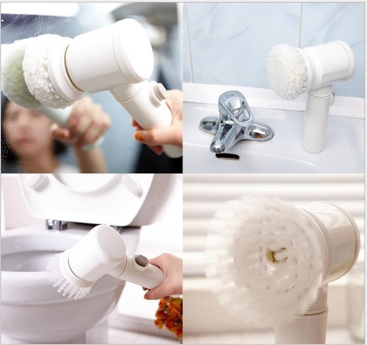 Cepillo de limpieza eléctrico multifunción con ranura de mano para el hogar, cocina 5 en 1