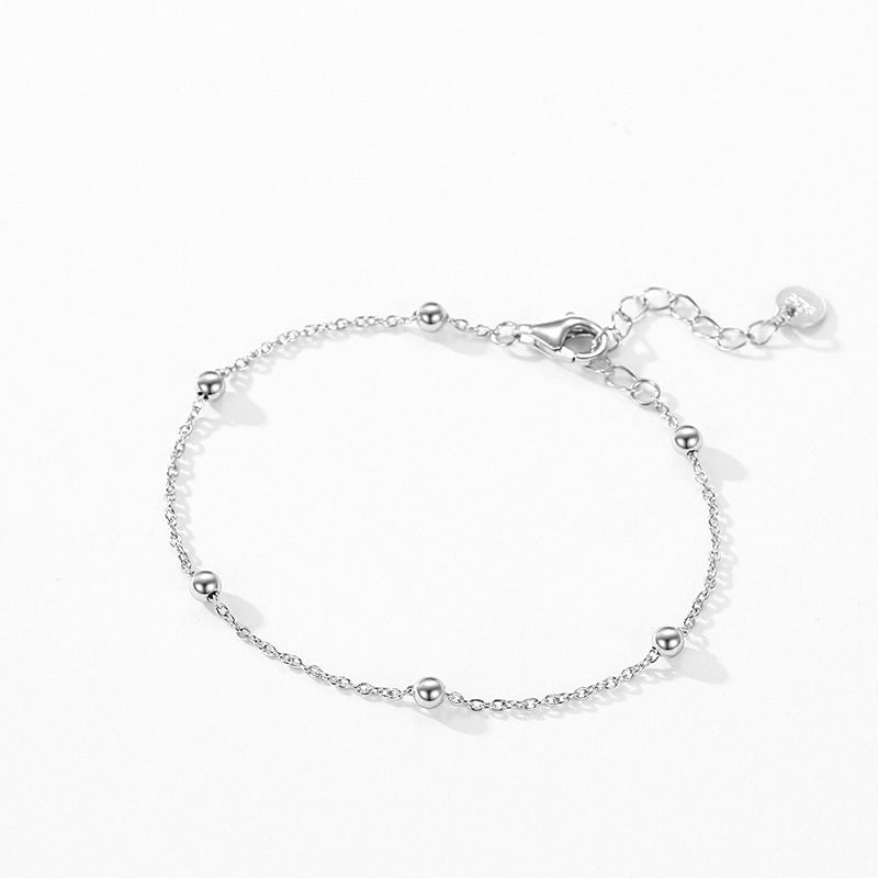 Sterling Silver Beaded Wire Bracelet For Women