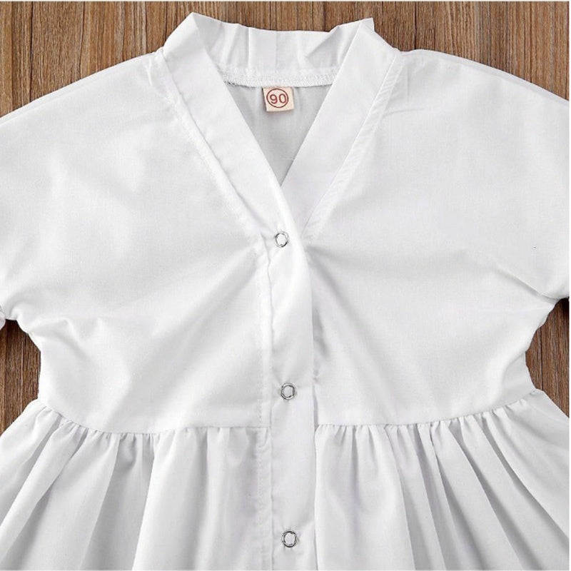 Ropa para niños Baby Irls Vestido camisero blanco de corte A para Irl