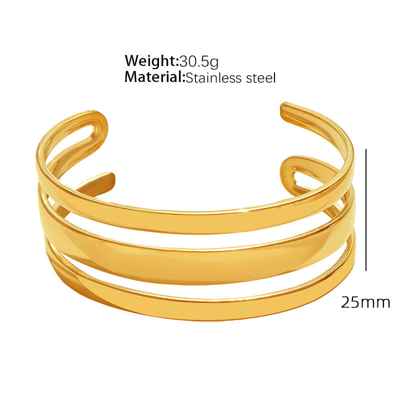 Pulsera abierta de acero de titanio exagerada personalizada europea y americana