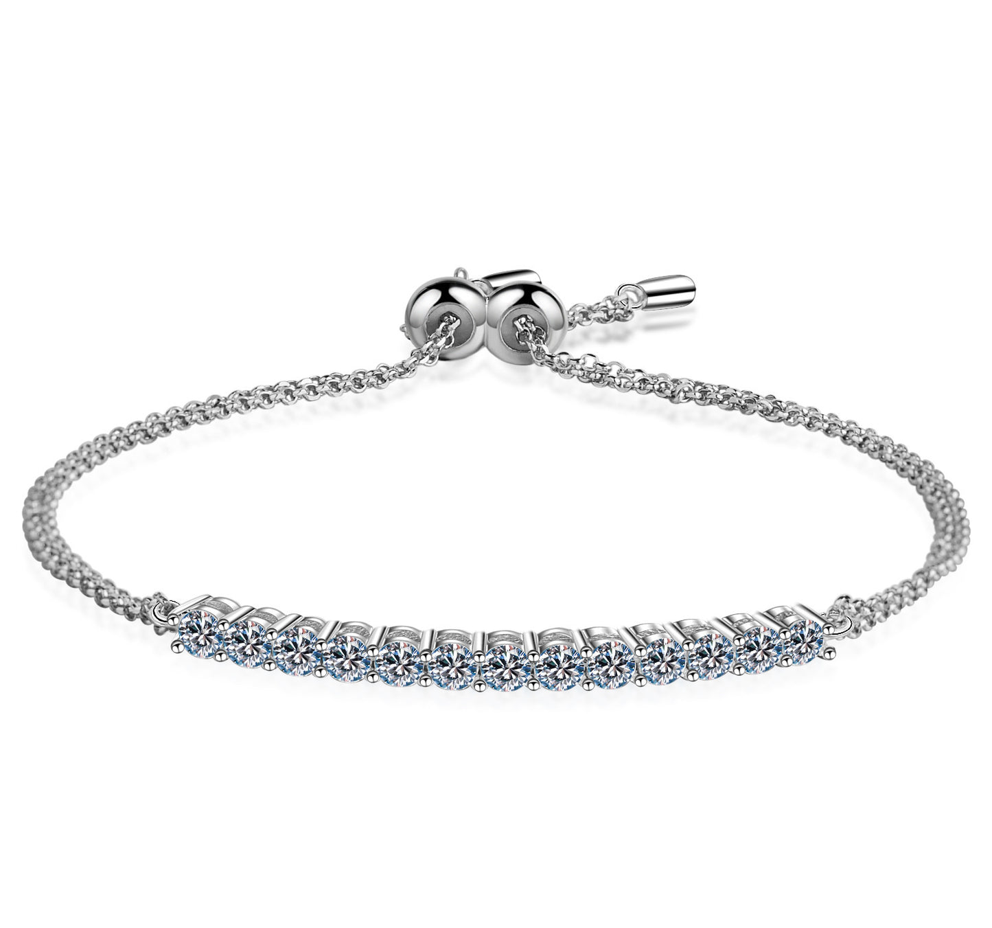 Bracelet en argent sterling 13 carats moissanite