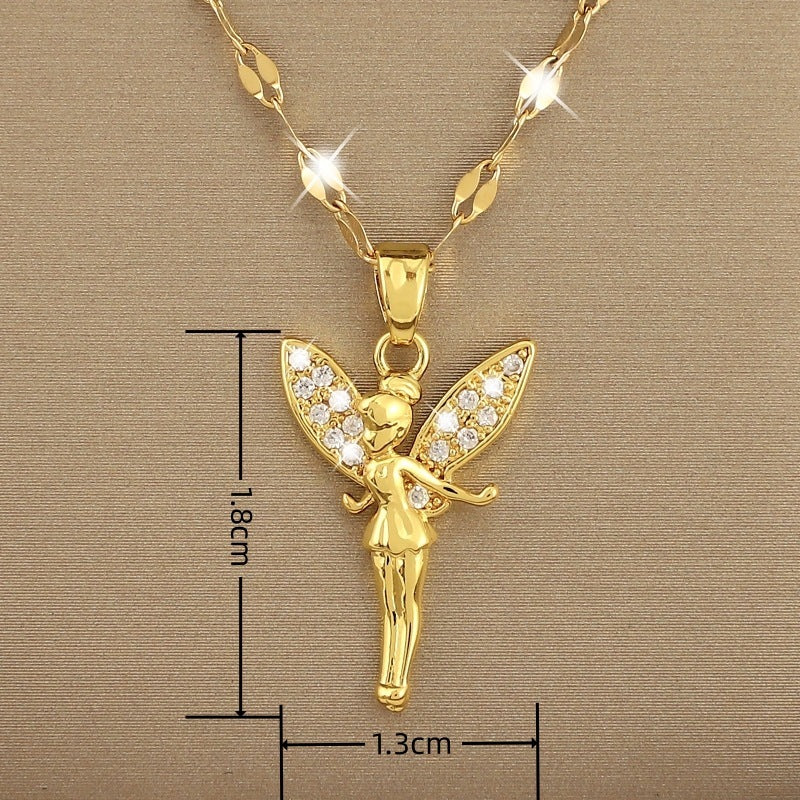 Collier en acier titane avec pendentif ange