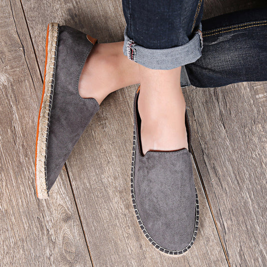 Chaussures en corde de chanvre tissées en paille pour hommes, chaussures en toile à enfiler pour pêcheur