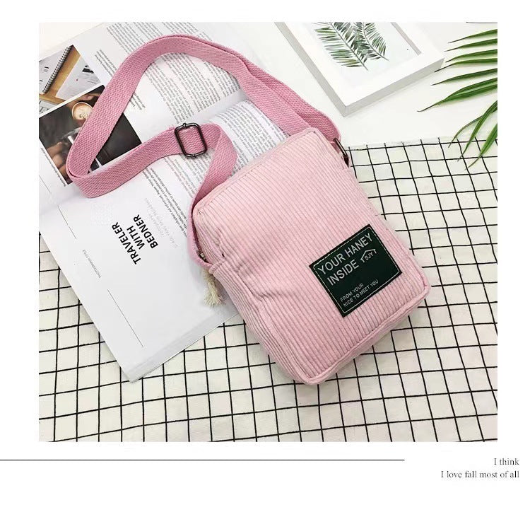Bolso de mujer de pana retro fácil a juego