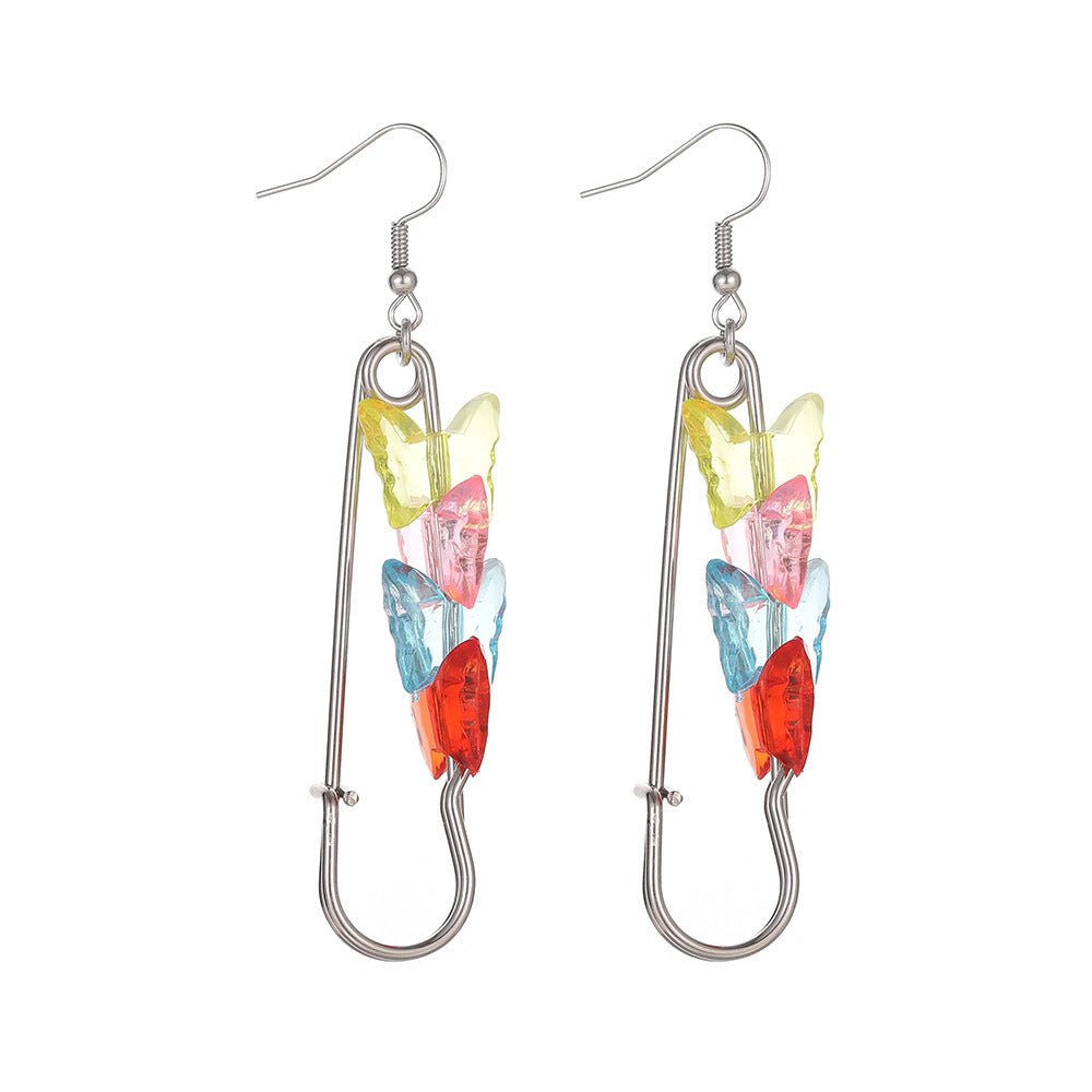 Personalized Retro Colorized Butterfly Pin Earrings