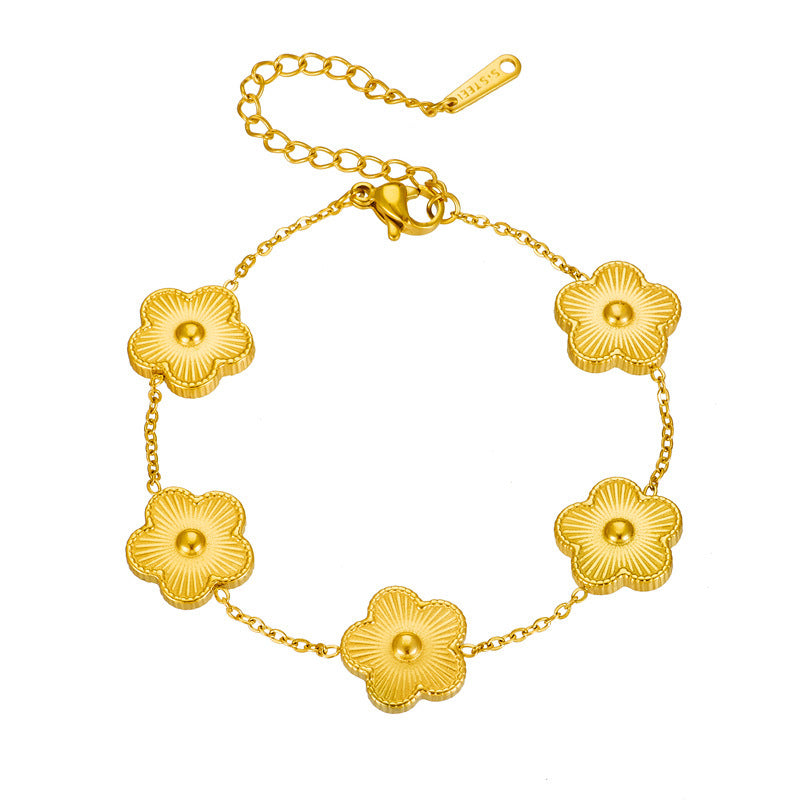 Bracelet d'accessoires de chaîne de connexion de fleurs plaquées or de conception minoritaire de mode