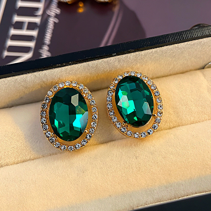 925 Silver Needle Water Diamond Retro Style Earrings
