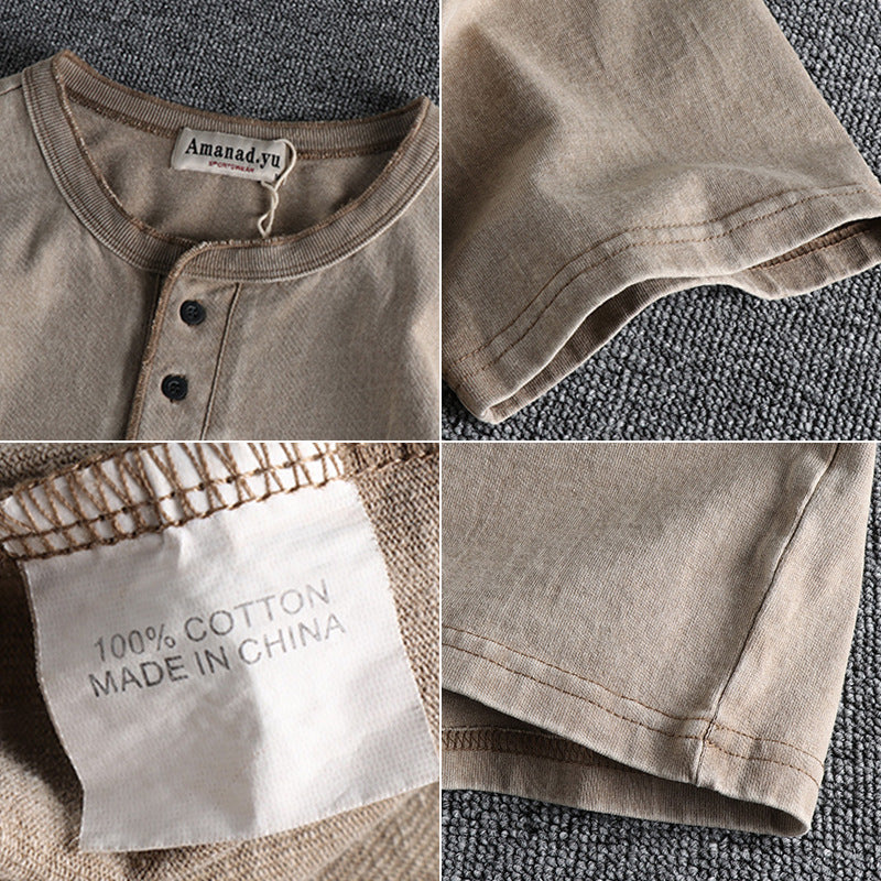 Men's Retro All Cotton Short Sleeve T-shirt