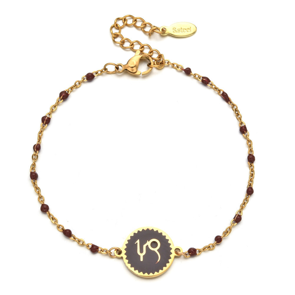 Stainless Steel Oil Dripping Bracelet Female Creative 12 Constellation Pattern
