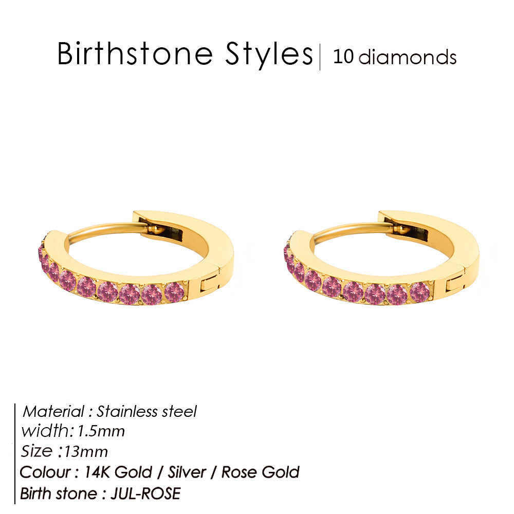 Simple Ins Colorful Zircon Earrings For Women