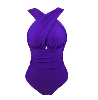 Maillot de bain sexy, couleur unie, couverture croisée sur la poitrine, ventre amincissant, pour femmes, bikini, grande taille