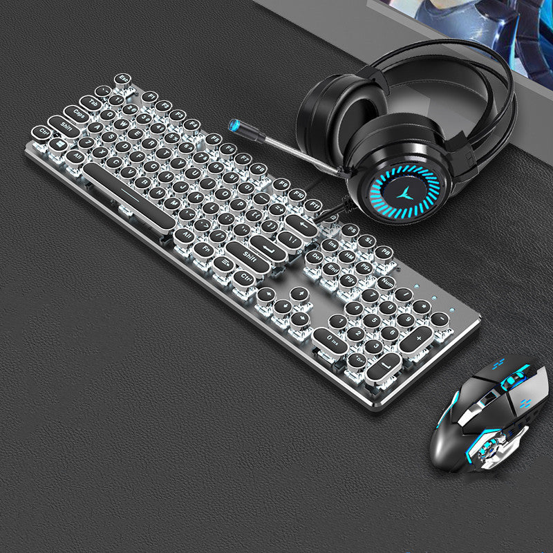 Steampunk ensemble clavier et souris mécanique rétro 87 touches filaire ordinateur de bureau