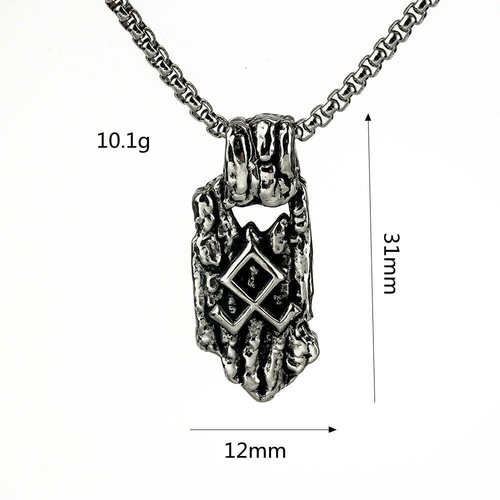 Pendentif rétro nordique en acier inoxydable pour hommes, collier personnalisé avec Rune Viking