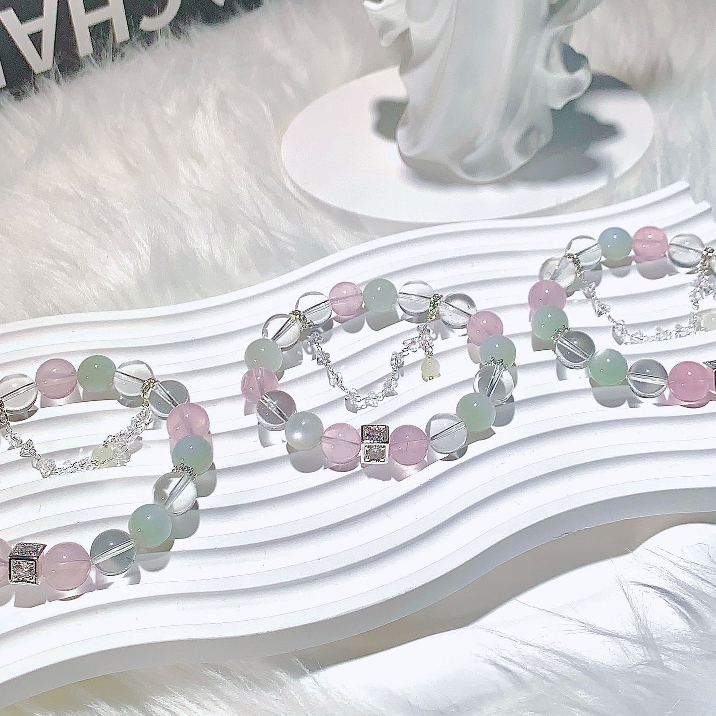 Bracelet en cristal naturel, ornement de Bracelet à pompon DIY