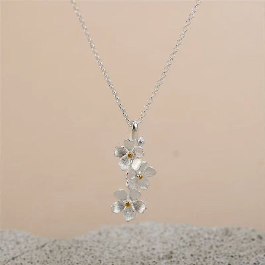 Original Design Myosotis Sylvatica Necklace Flower Artistic Retro Temperament