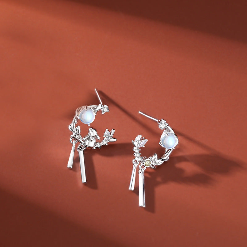 Pendientes de conejo adorables estilo Mori originales estilo nacional Retro