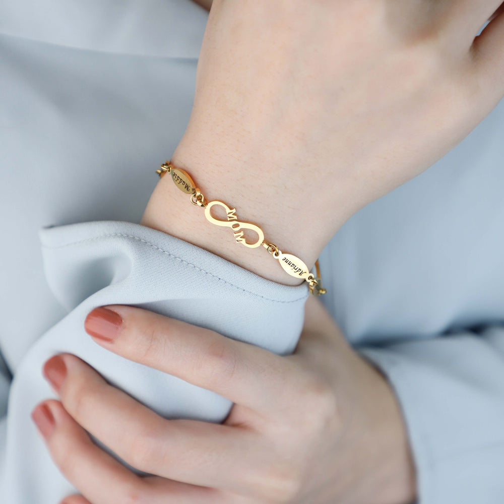 Bracelet éternel maman pour femmes, ornement de lettrage assorti à la mode