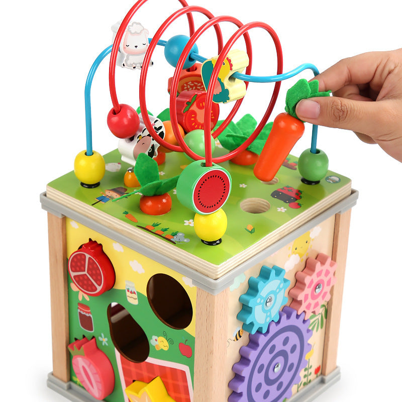 Puzzle multifonctionnel de coffre au trésor en bois pour enfants