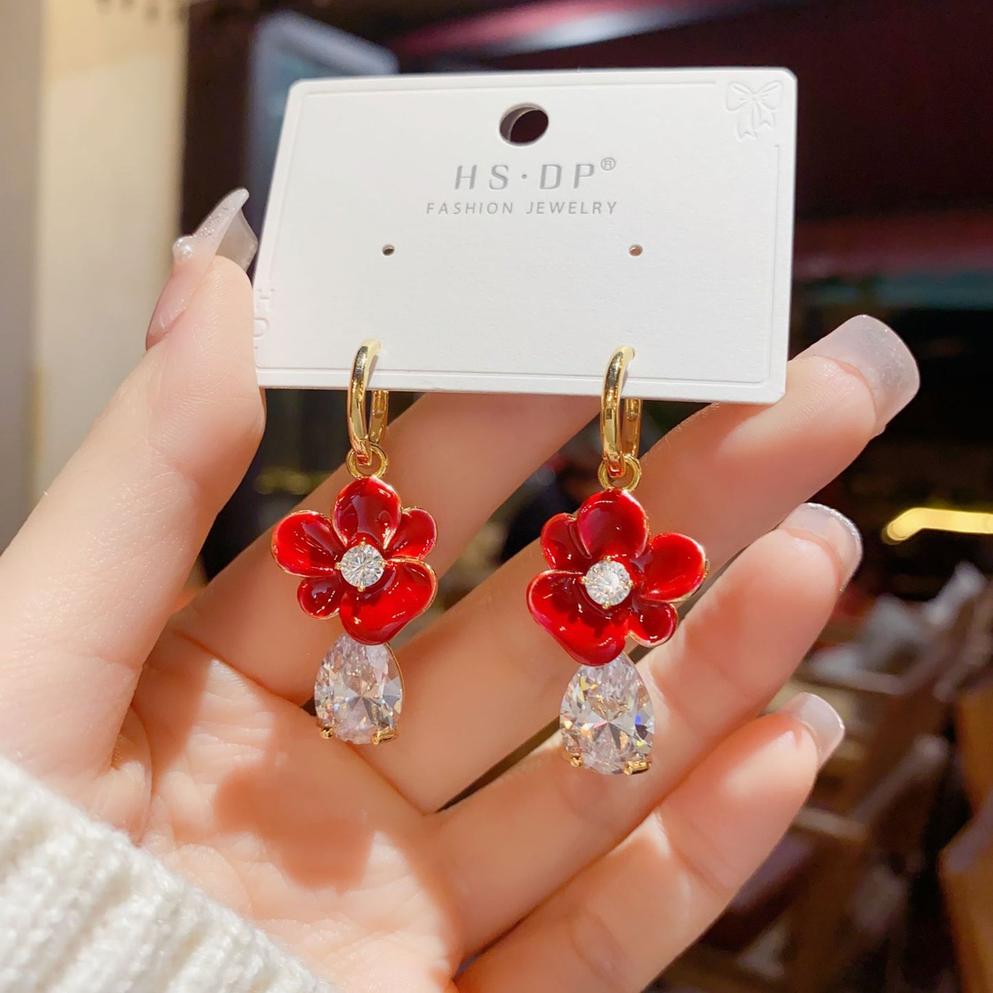 Fashion Flower Zircon Elegant Retro Earrings