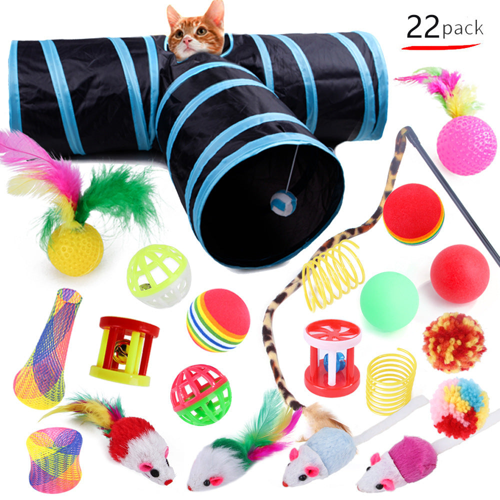 Ensemble de jouets pour chat, jouets amusants assemblés, Tunnel pour chat, fournitures pour animaux de compagnie