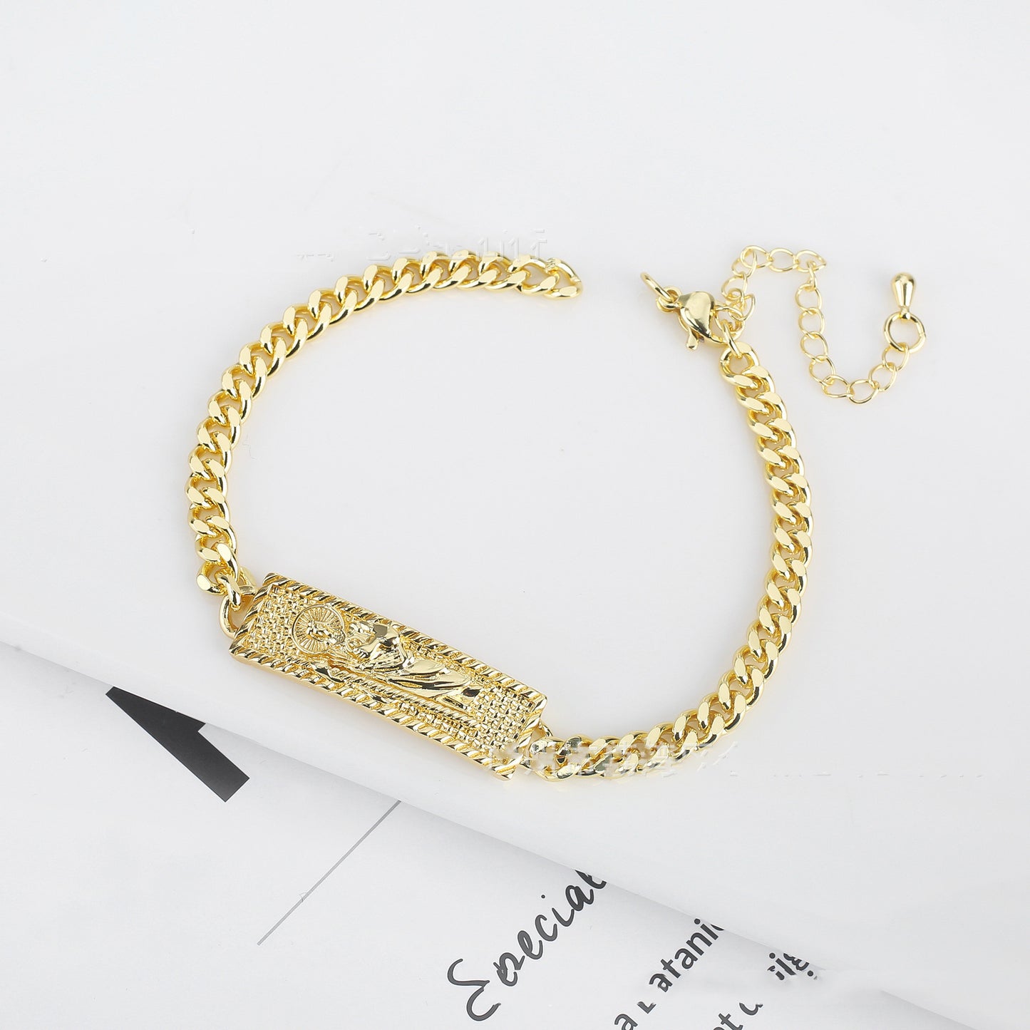 Ornement de bracelet en chaîne Jésus Rose avec goutte d'huile