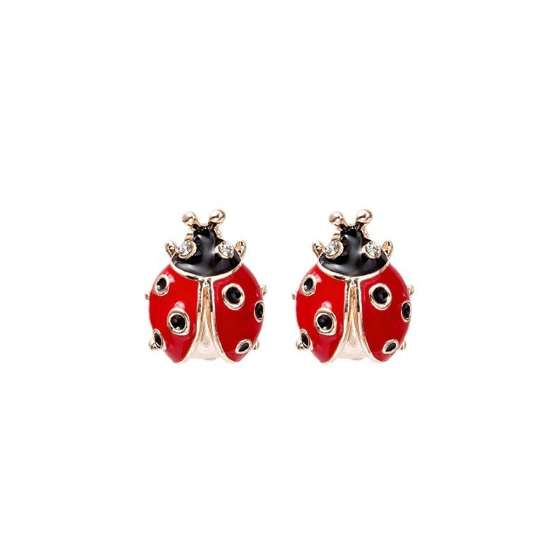 Japanese And Korean Retro Cute Fashion LADYBIRD Stud Earrings