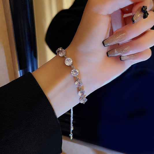 Bracelet coulissant réglable en zircon raffiné pour femme