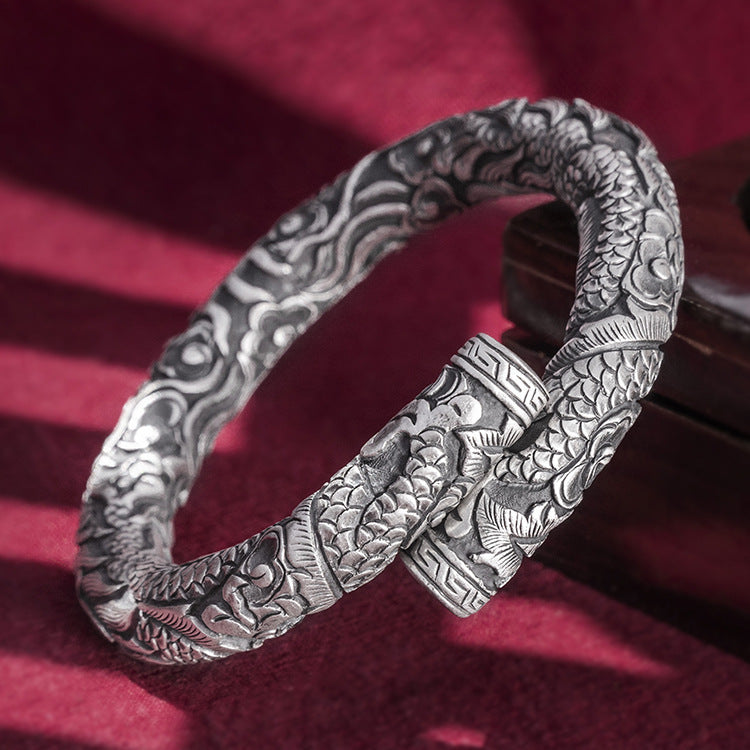 Bracelet de jeu de perles à double tête en argent pour hommes