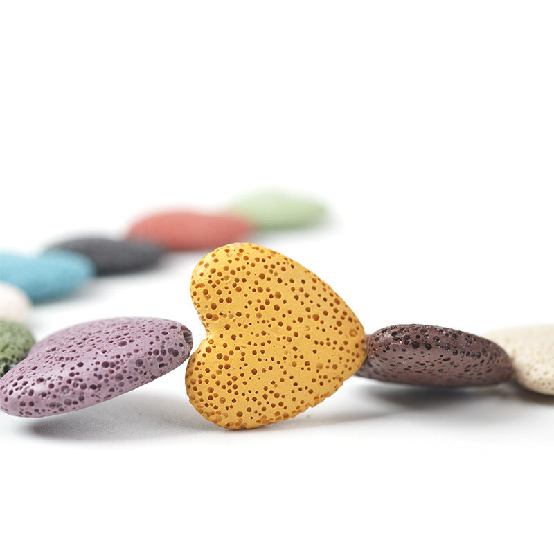 Colorful Heart-shaped Volcanic Rock Bracelet