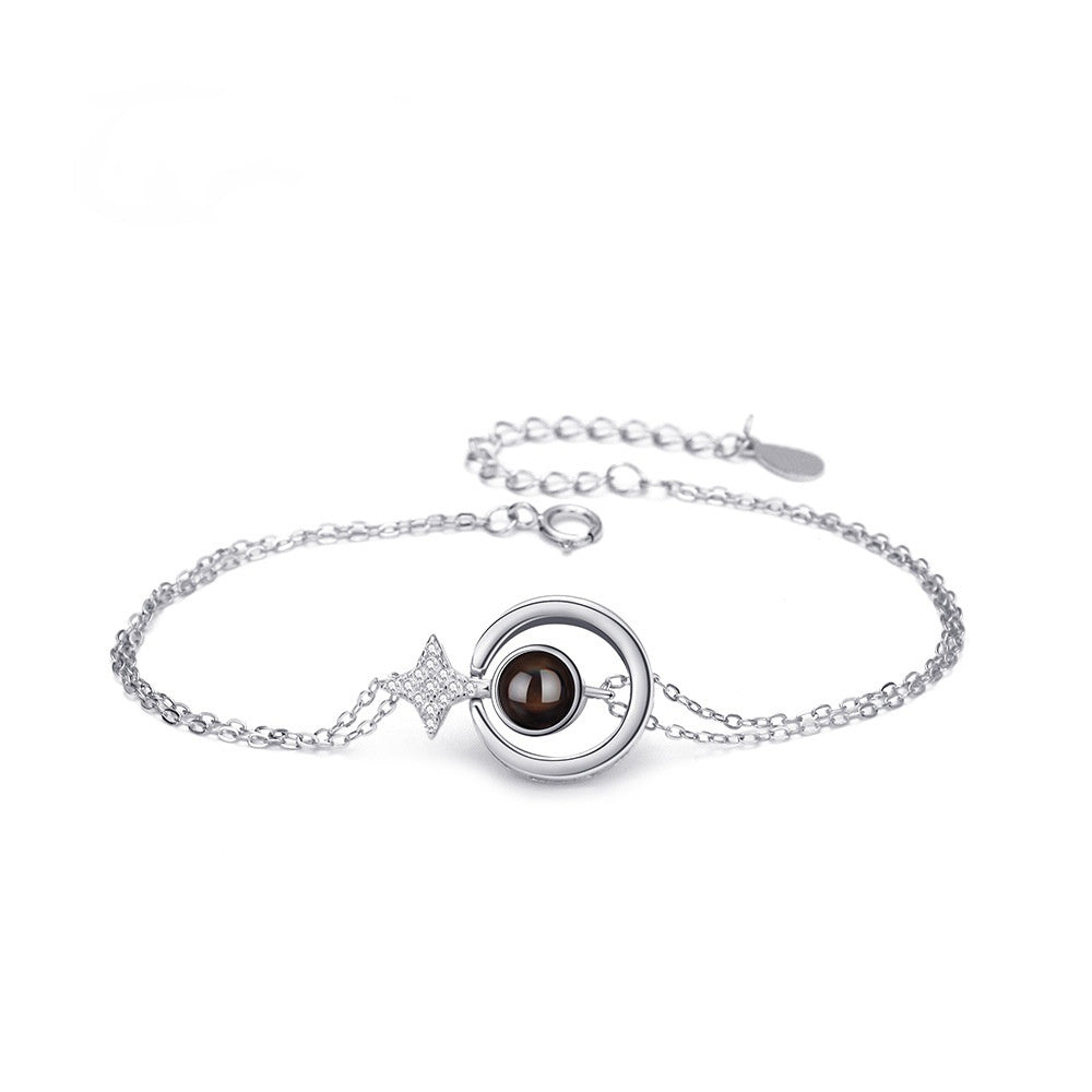 Women's S925 Round Diamond Embedded Star Bracelet