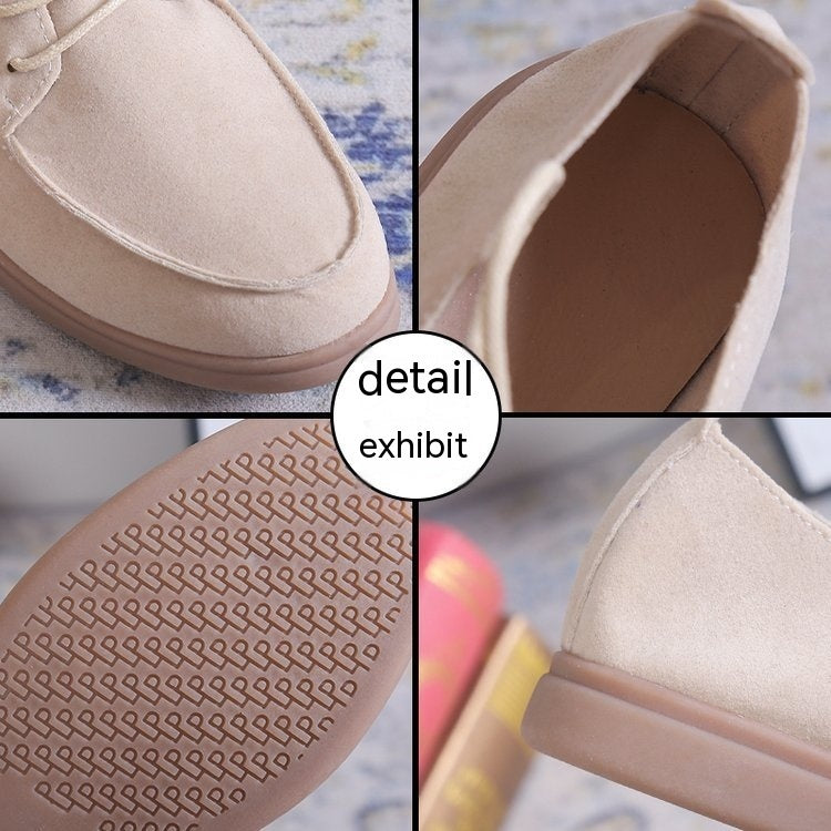 Petites chaussures en cuir rétro décontractées à fond plat à enfiler
