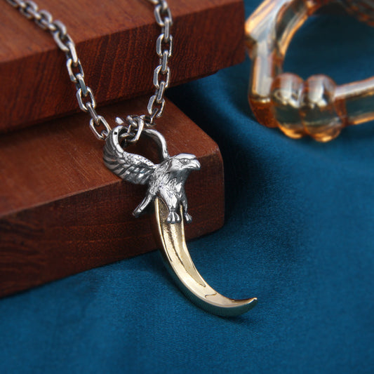 S925 Sterling Silver Eagle Claw Pendant Punk