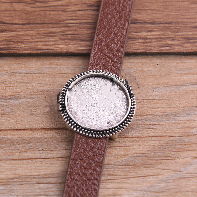 Simple Fashion Bracelet PU Leather Alloy Base Support Buckle 18mm DIY Bracelet
