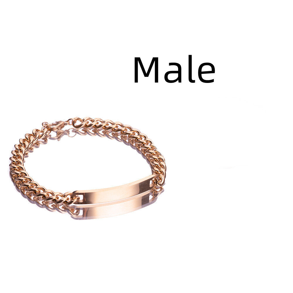 Engraved Titanium Steel Lovers' Day 18K High Quality Gold Plated Bracelet