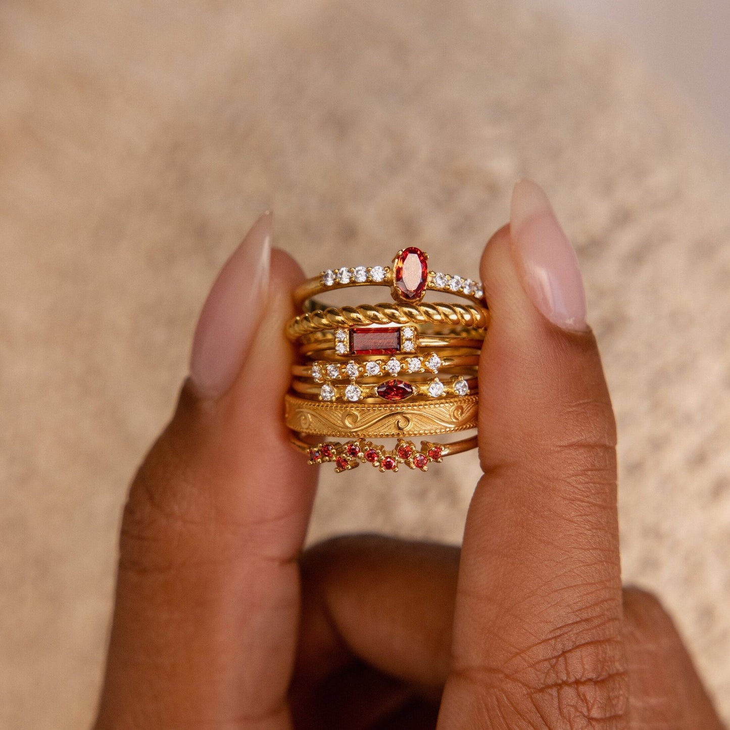 Color Zircon December Birthday Stone Ring Simple Bracelet