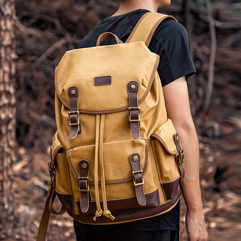Sac à dos vintage en toile extérieure imperméable de grande capacité